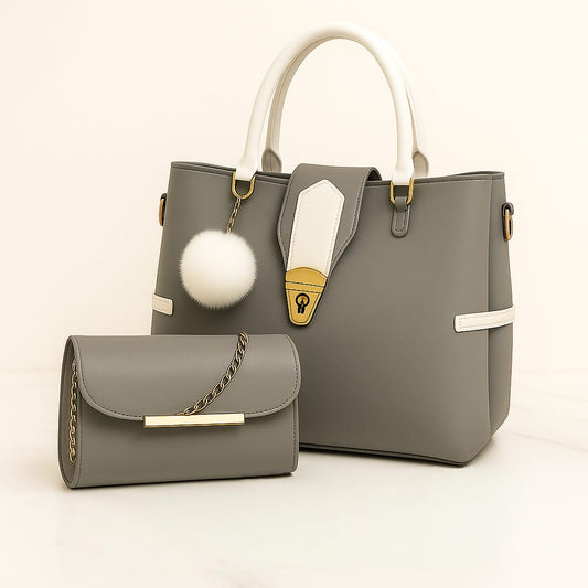 2 PCS Women Shoulder Bag Set – Soft Synthetic Leather (9x12) - 5570