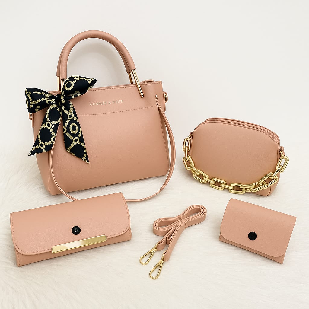 4 PCS Women Shoulder Bag Set – Premium Soft Synthetic Leather (9x12) - 5567