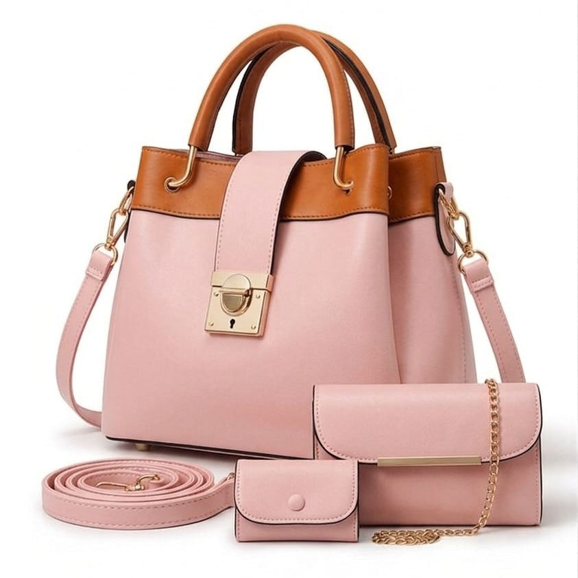Fashion Fiesta – 3 PCS Shoulder Bag Set (Soft Leather) - 5554