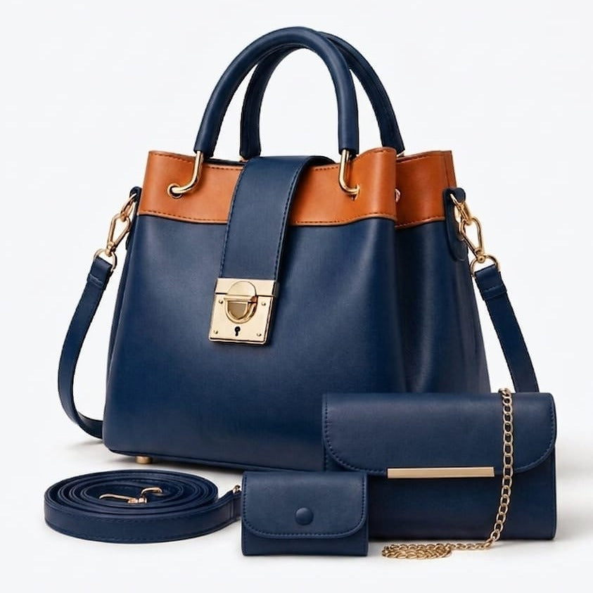 Fashion Fiesta – 3 PCS Shoulder Bag Set (Soft Leather) - 5554