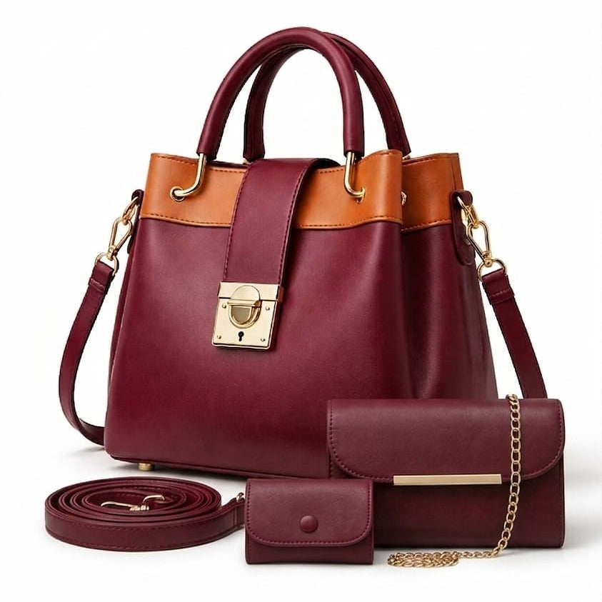 Fashion Fiesta – 3 PCS Shoulder Bag Set (Soft Leather) - 5554