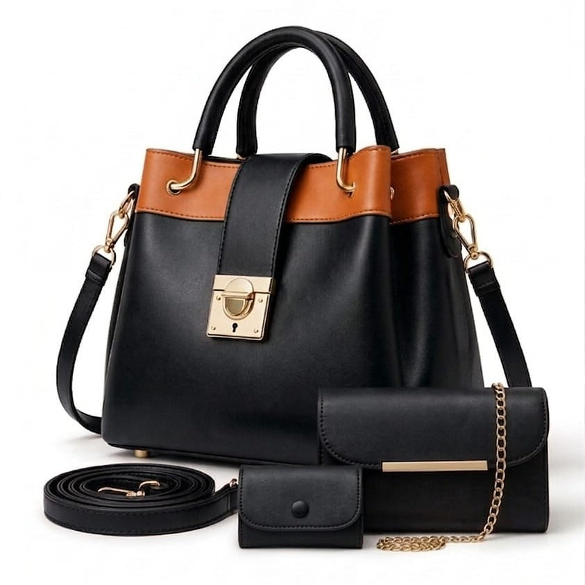 Fashion Fiesta – 3 PCS Shoulder Bag Set (Soft Leather) - 5554
