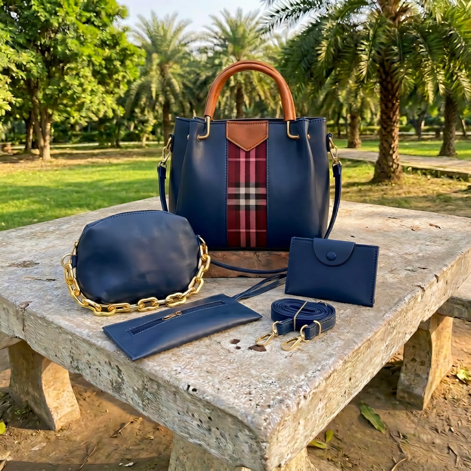 4 PCS Women Shoulder Bag Set – Soft Synthetic Leather (9x12) - 5565