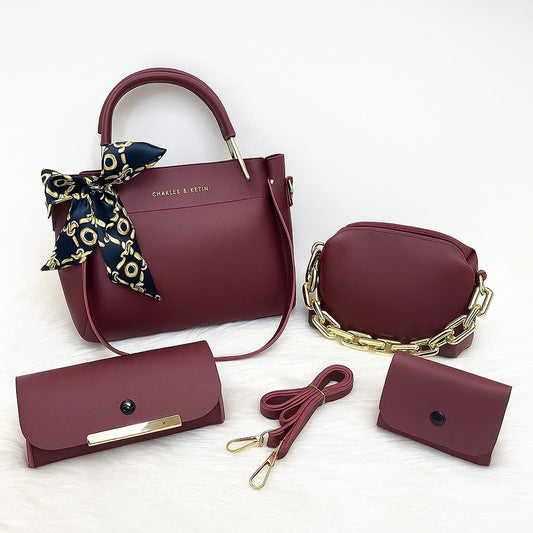 4 PCS Women Shoulder Bag Set – Soft Synthetic Leather (9x12) - 5562
