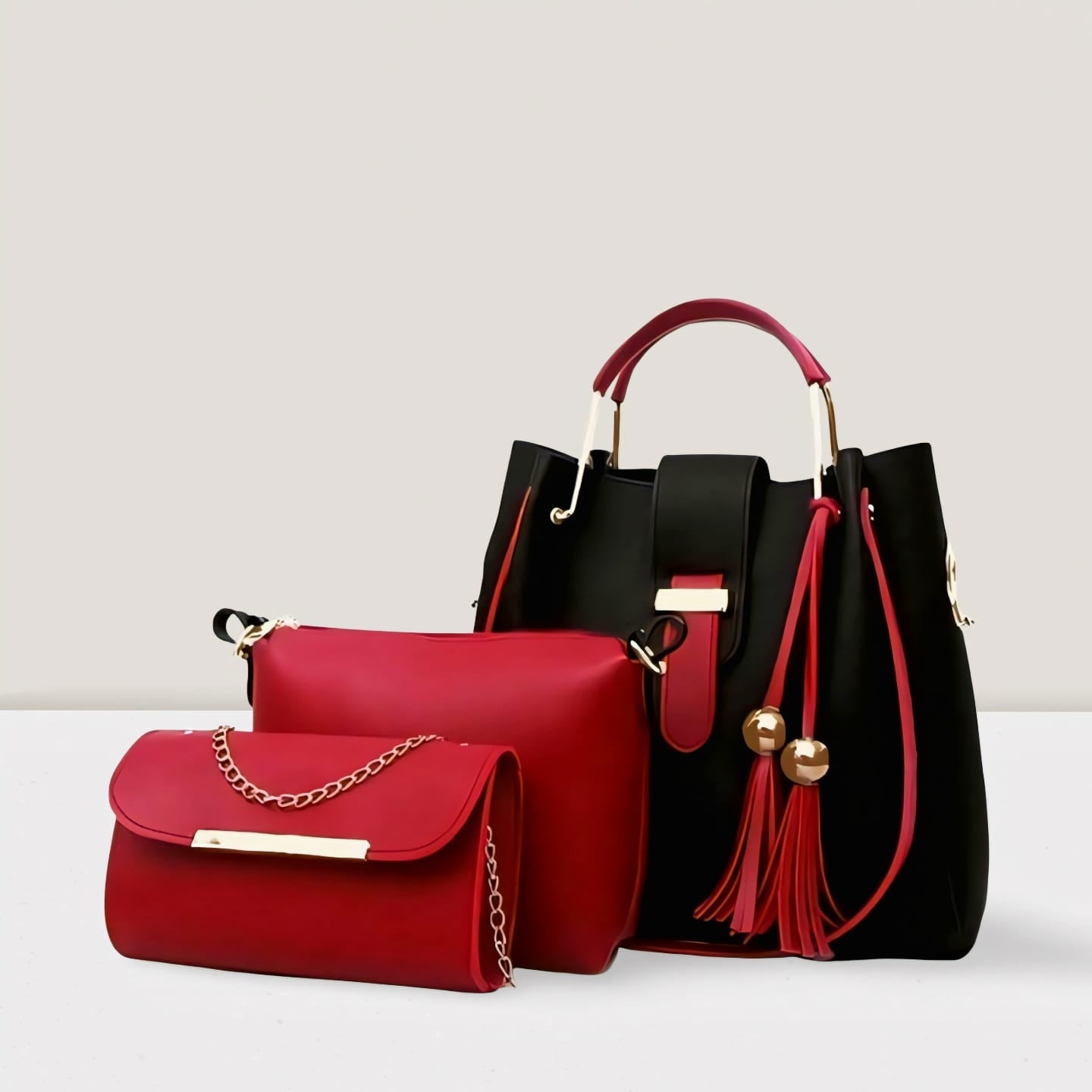 3 PCS Women Shoulder Bag Set – Premium Soft Synthetic Leather (9x12) - 5568