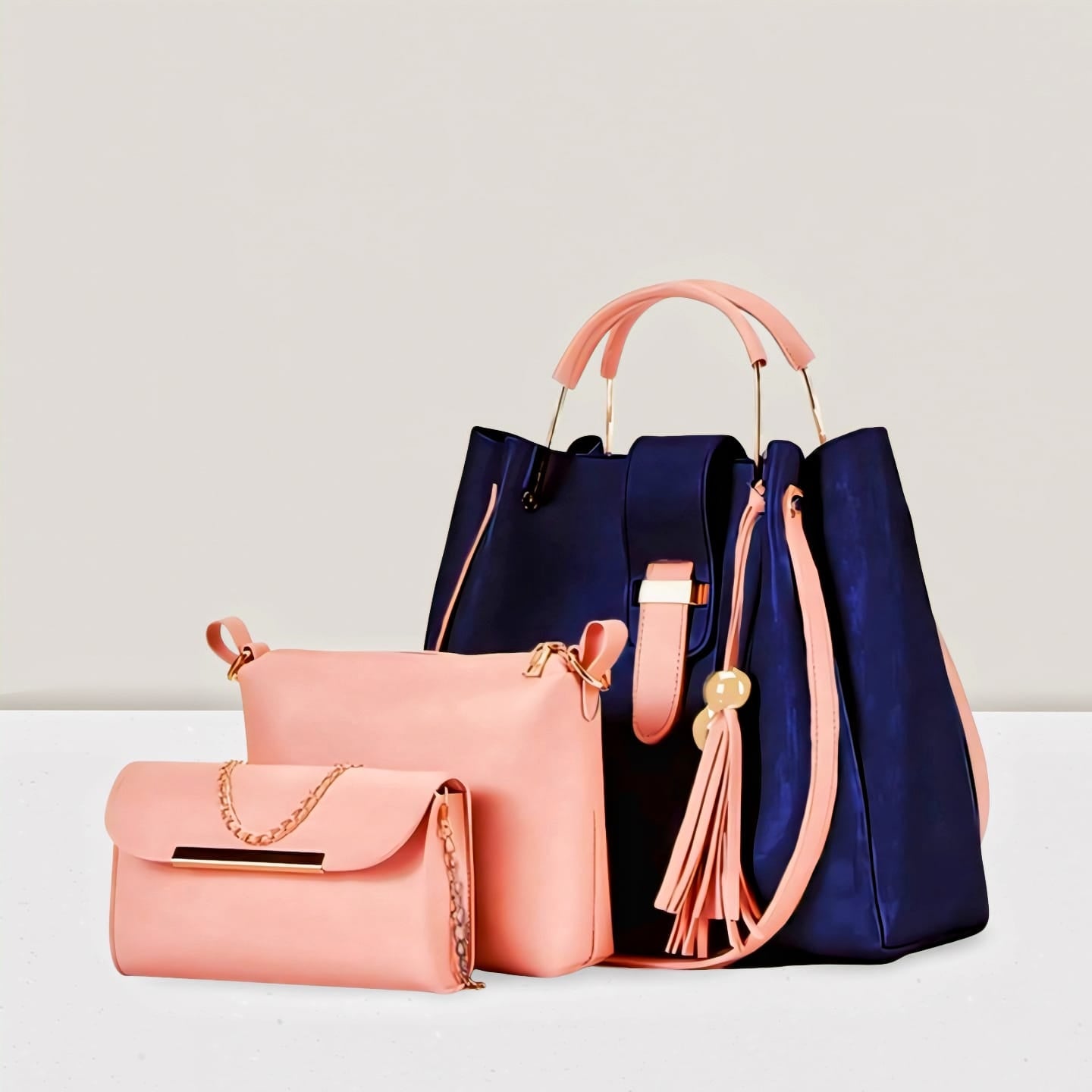 3 PCS Women Shoulder Bag Set – Premium Soft Synthetic Leather (9x12) - 5568