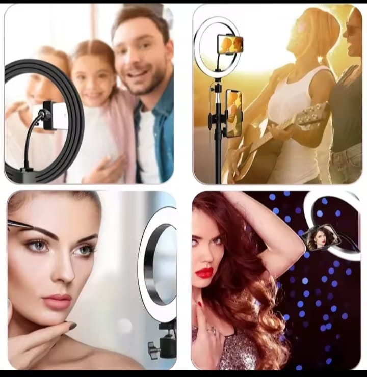 10 Inch (26cm) LED Selfie Ring Light with Adjustable Stand & Phone Holder for Photography, Video Recording & Live Streaming