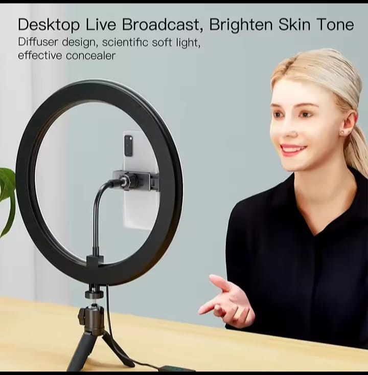 10 Inch (26cm) LED Selfie Ring Light with Adjustable Stand & Phone Holder for Photography, Video Recording & Live Streaming
