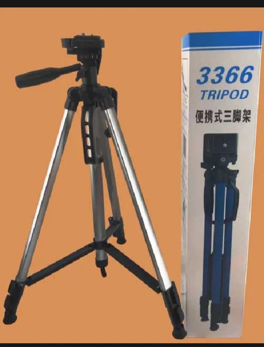 3366 Adjustable Aluminum Tripod Stand with Mobile Holder – 55 Inch Camera & Phone Tripod for YouTube, TikTok & Video Recording