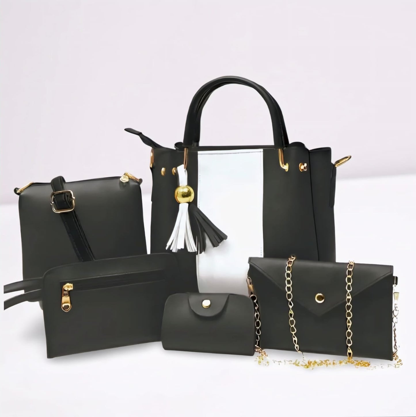 Fashion Fiesta – 5 PCS Shoulder Bag Set (Soft Leather) - 5552